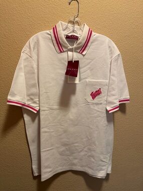New Gucci Logo Polo Shirt White Size XXL